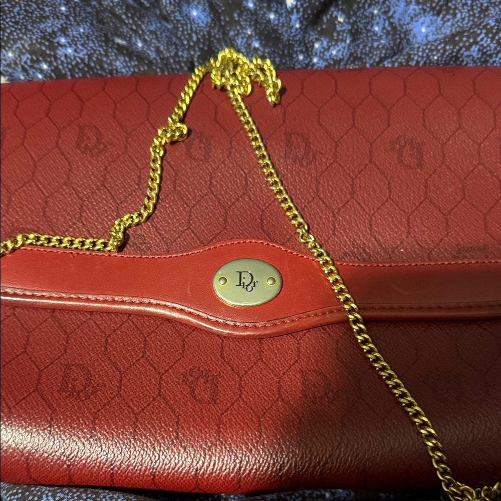 Dior Red Clutch with Gold Chain - Picture 2 of 16